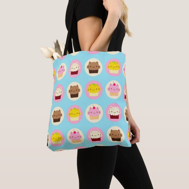 Tote Bag Cute Cat Cupcakes (De près)