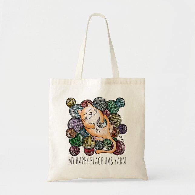 Tote Bag Cute Cat's Yarn Heaven Tricot laine (Devant)