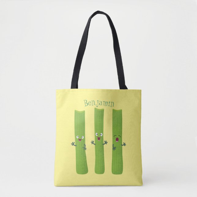 Tote Bag Cute céleri bâtons trio caricature légumes (Devant)