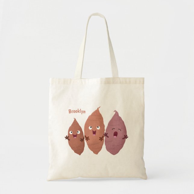 Tote Bag Cute chantant des patates douces caricaturales lég (Devant)