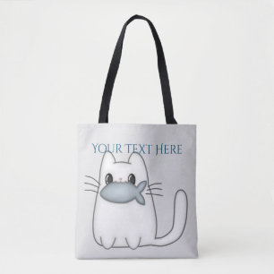 Tote Bag Cute chat avec poisson Prix