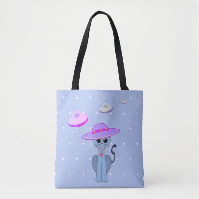 Tote Bag Cute Chat dans un Casquette (Devant)
