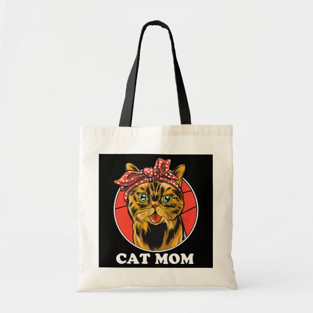 Tote Bag Cute Chat Maman Amoureux de les chats rétro Fête d (Devant)