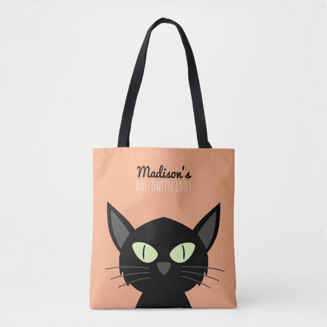 Tote Bag Cute Chat Noir Enfants Halloween (Devant)