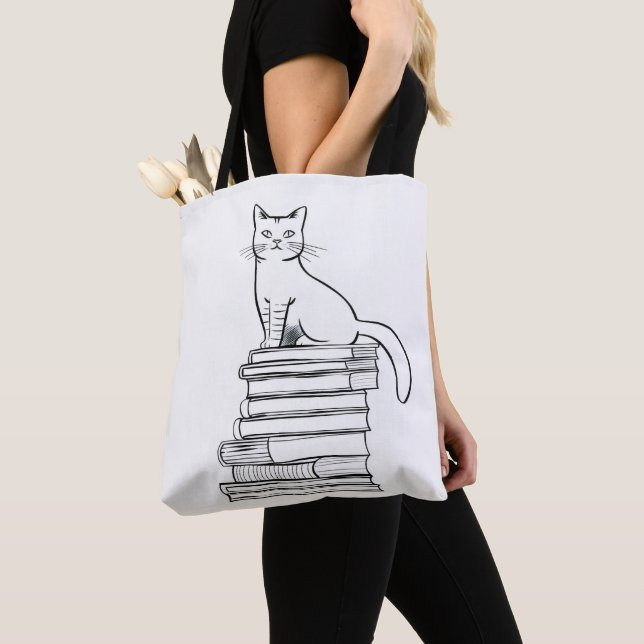 Tote Bag Cute chat sur livres (De près)