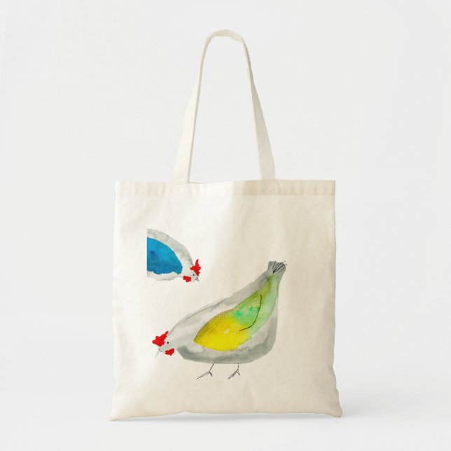 Tote Bag Cute chickens watercolor (Devant)
