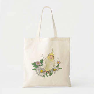 Tote Bag Cute Cockatiel Floral