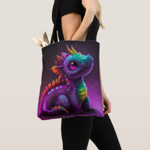 Tote Bag Cute Coloré Dragon Lizard Artwork  