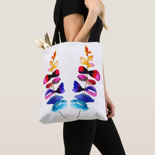 Tote Bag Cute colorful leaves watercolor (De près)