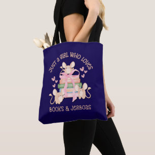 Tote Bag Cute Coquette JUSTE UNE FILLE QUI AIME JERBOAS Blu