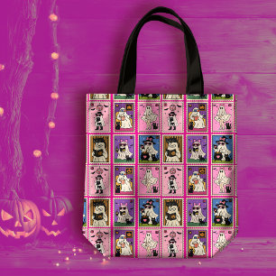 Tote Bag Cute Cosy Fantômes et Chats Motif Postage