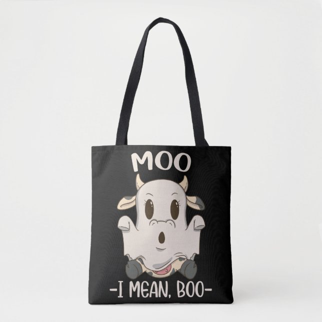Tote Bag Cute Cow Moo Halloween Ghost Boo (Devant)