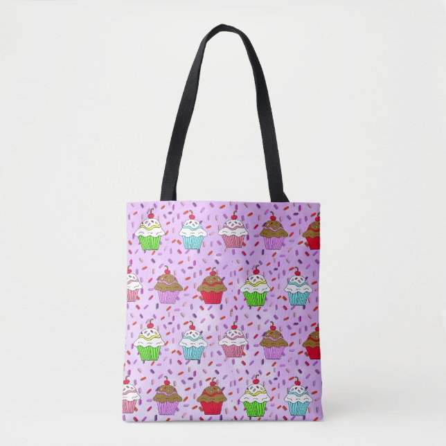 Tote Bag Cute cupcakes Whimsical et arroseurs de bonbons (Devant)