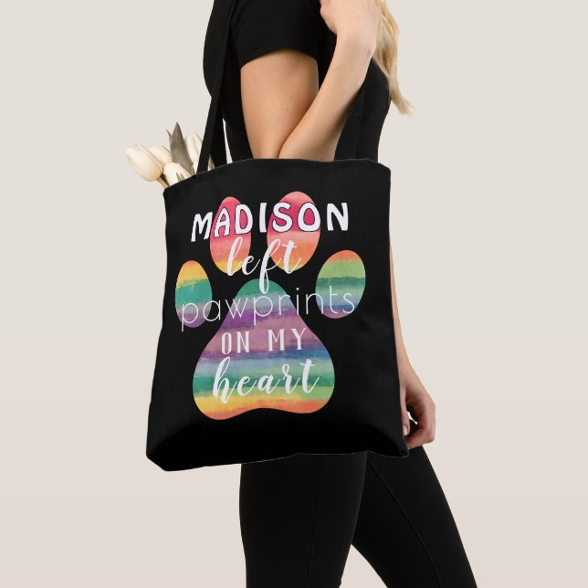 Tote Bag Cute Custom Rainbow Bridge Empreintes de pattes su (De près)