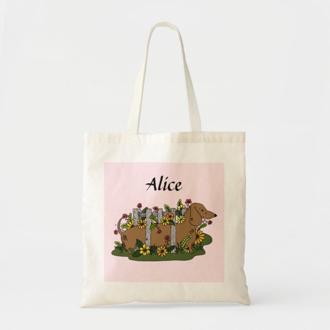 Tote Bag Cute Dachshund Personnalisé (Devant)