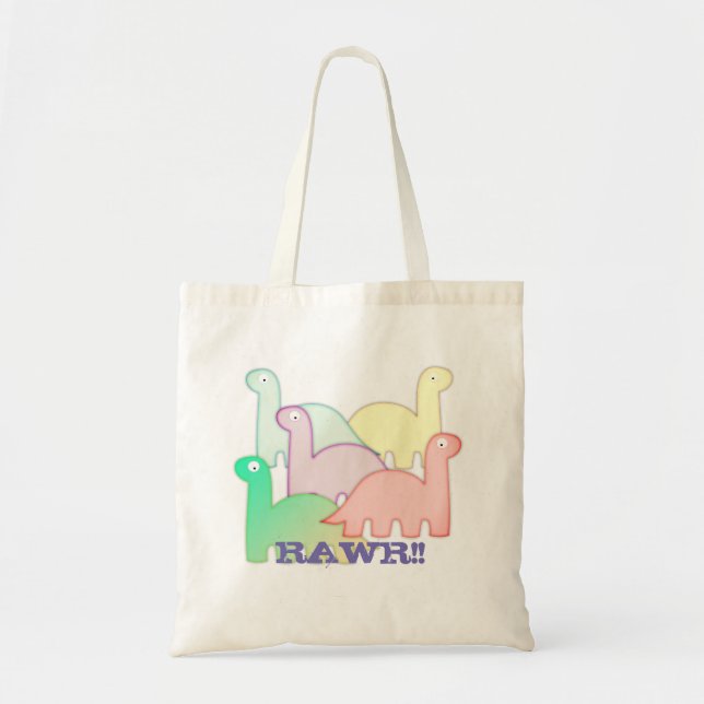 Tote Bag Cute Dinosaures Pastel Coloré (Devant)