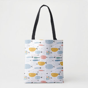 Tote Bag Cute Doodle École de Motif de poisson