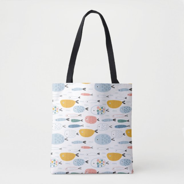 Tote Bag Cute Doodle École de Motif de poisson (Devant)