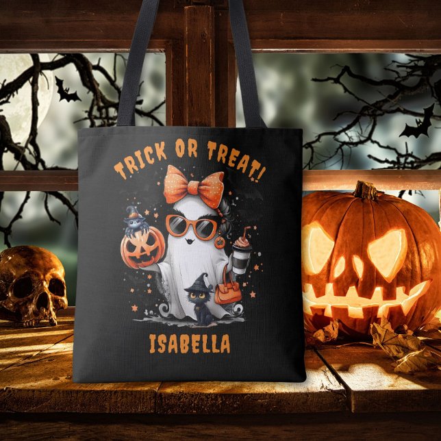 Tote Bag Cute Éffrayante Fantôme Halloween Trick ou Treat F (Créateur téléchargé)