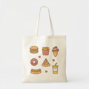 Tote Bag Cute Fast Food Burger Fries Donut Pizza Fourre-tou
