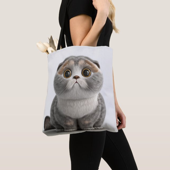 TOTE BAG CUTE FAT FLUFY SCOTTISH FOURNISSEUR CAT (De près)