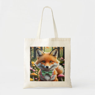 Tote Bag Cute Fox avec arc vert et rose