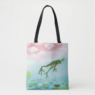 Tote Bag Cute Funny Frog Sauts Dans L'Étang