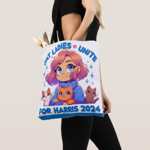 Tote Bag Cute Funny Girly Enfless Chat Lady Unite Harris