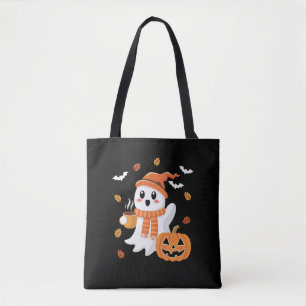 Tote Bag Cute Ghost Boire Café de glace Halloween