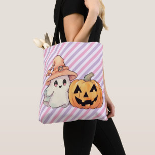 Tote Bag Cute Ghost et Citrouille Halloween