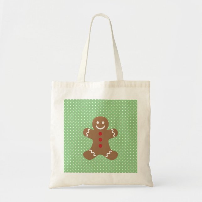 Tote Bag Cute Gingerbread Homme et Pois verts (Devant)