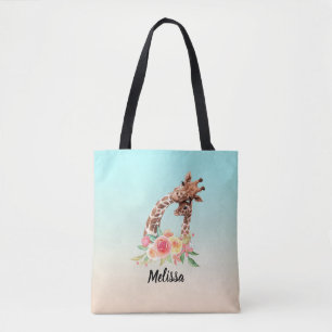 Tote Bag Cute Giraffe Aquarelle Maman & Bébé