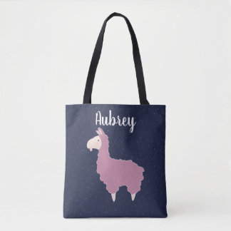 Tote Bag Cute Girly Rose Fluffy Llama & Nom