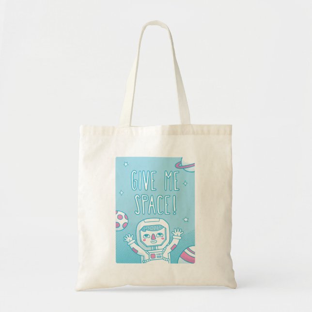Tote Bag Cute Give Me Space Pun Doodle Astronaut Fourre-tou (Devant)