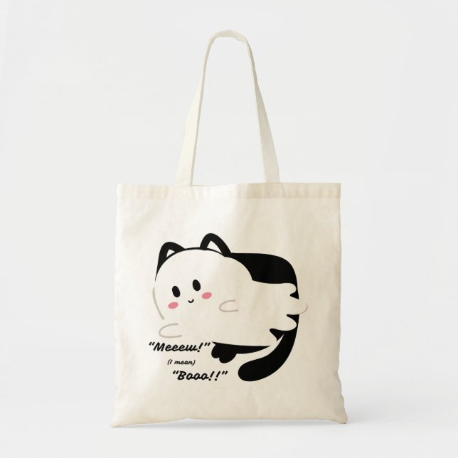 Tote Bag Cute Halloween Ghost Chat noir Boo (Devant)