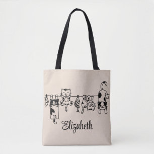 Tote Bag Cute Hanging Kittens Nom personnalisé