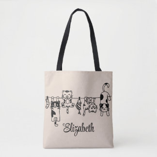 Tote Bag Cute Hanging Kittens Nom personnalisé