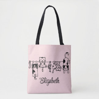 Tote Bag Cute Hanging Kittens Nom personnalisé