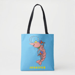 Tote Bag Cute happy shrimp, dessin animé de crevettes