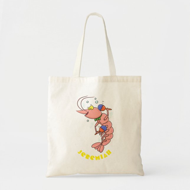 Tote Bag Cute happy shrimp, dessin animé de crevettes (Devant)
