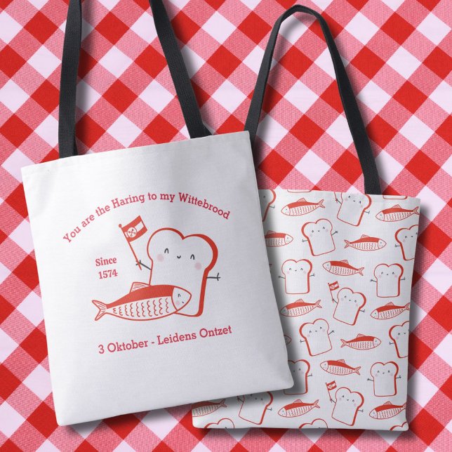 Tote Bag Cute Haring en Wittebrood Leidens ontzet rood avec (Créateur téléchargé)