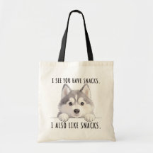 Cute Husky Dog Snacks Quote Funny Minimalist