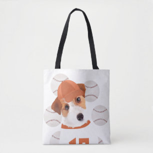 Tote Bag Cute Jack Russell Chien Baseball Jersey et Balls