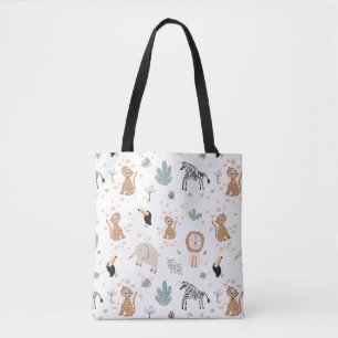 Tote Bag Cute Jungle Rainforest Animaux Motif