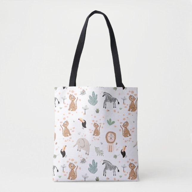 Tote Bag Cute Jungle Rainforest Animaux Motif (Devant)