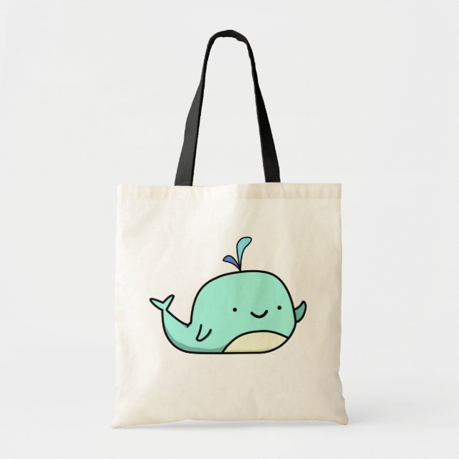 Tote Bag Cute Kawaii Baleine Bleue (Devant)