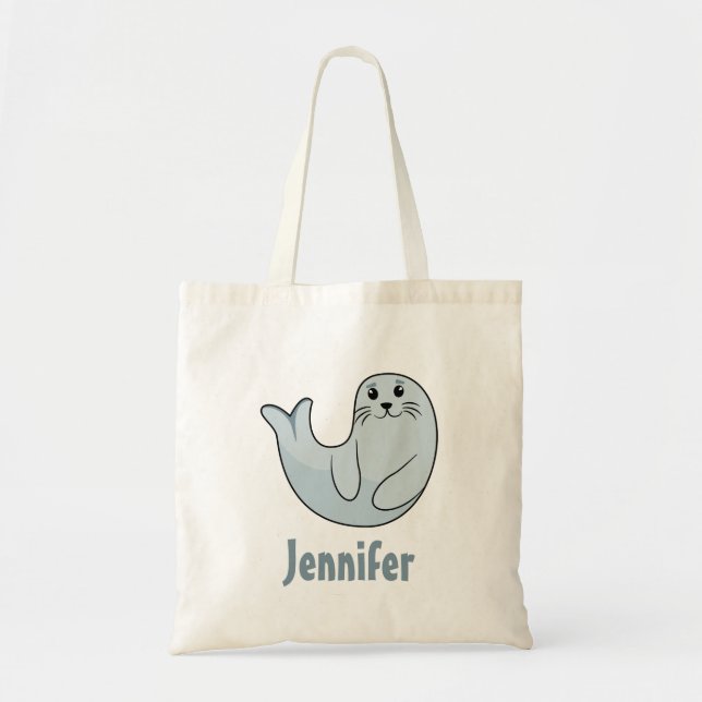 Tote Bag Cute kawaii phoque style émoji (Devant)