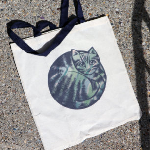 Tote Bag Cute Kitty Round Chat Art