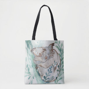 Tote Bag Cute Koala & Baby Watercolor Nourriture neutre Tur