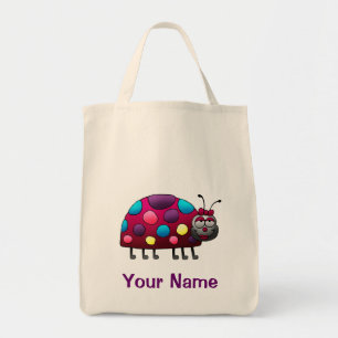 Tote Bag, Cute Ladybug Cartoon, Use Your Name! Bag